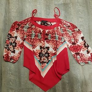 Spring cold shoulder red sexy top